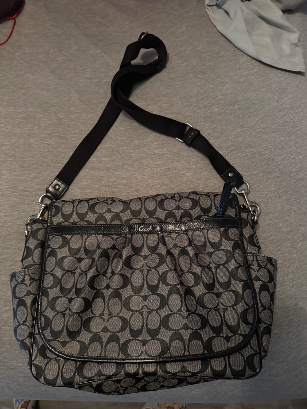 Coach Gray and Black Signature Crossbody Bag